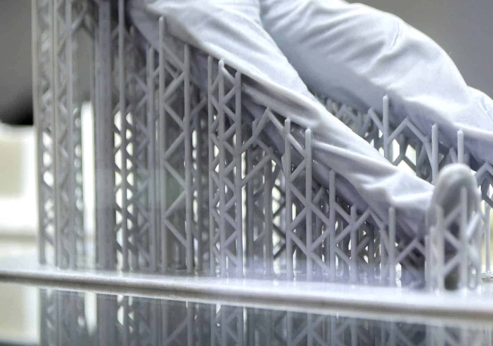 A model of a person 3D printed using UV cured photopolymer resin